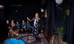 Playing to the crowd … Morwenna Ferrier at the De Beauvoir Arms with the Free Association.