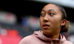 Lauren James on the sidelines before England’s World Cup warm-up against Portugal