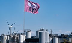 Oatly’s flag flies at the company’s factory in Landskrona, Sweden. 
