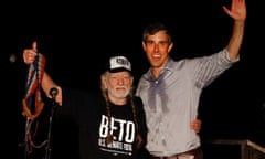 Turn Out For Texas Rally with Willie Nelson<br>epa07058121 Candidate for the US Senate Beto O’Rourke (R) along with country music legend Willie Nelson (L) wave to supporters at a Turn Out For Texas Rally in Austin, Texas, USA, 29 September 2018. Beto O’Rouke is running against Senator Ted Cruz for Senate. EPA/LARRY W. SMITH