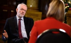 Julie Etchingham interviews Jeremy Corbyn for ITV Tonight.