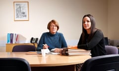 June Orr, a panel member, and Kathryn Brownlee, assistant reporter, in a hearing room in Glasgow.