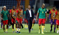 Cameroon players and coach