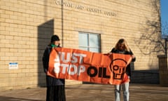 Just Stop Oil protesters (left to right) Bethany Mogie, Alasdair Gibson, Emily Brocklebank and David Baldwin arriving at Northampton crown court
