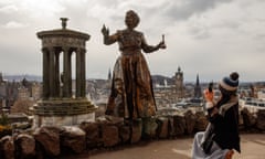 Izabella Radcliffe, a living statue, in Edinburgh.