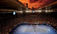 Melbourne, Australia: Britain’s Andy Murray and Roger Federer contest the final of the Australian open at Melbourne Park, 31 January 2010.