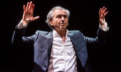 Bernard-Henri Lévy, the renowned French philosopher and author, on stage performing  his latest play, Last Exit before Brexit. 4 June 2018