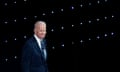 Joe Biden walks on stage before the start of the debate.