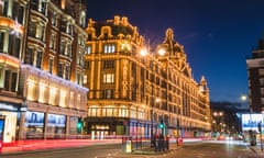 Harrods lit up at night