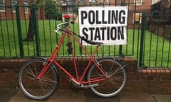 A bicycle outside a polling booth