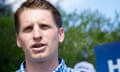 Liberal candidate for Canning Andrew Hastie holding a press conference at the Serpentine Jarrahdale Community Recreation Centre polling station on election day for the Canning by election in Byford, Western Australia on Saturday Sept. 19, 2015. (AAP Image/Richard Wainwright NO ARCHIVING )