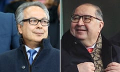 Farhad Moshiri and Alisher Usmanov in two separate photos