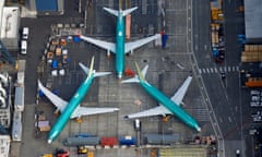 FILE PHOTO: An aerial photo shows Boeing 737 MAX airplanes parked on the tarmac at the Boeing Factory in Renton, Washington, U.S. March 21, 2019. To Match Insight “BOEING-737MAX/LAWYERS”. REUTERS/Lindsey Wasson/File Photo