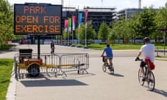 The Queen Elizabeth Olympic Park during the coronavirus lockdown.