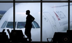 Passenger wearing a mask at an airport