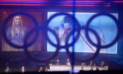 US Olympian Lindsey Vonn speaks during a presentation by the Salt Lake City bid team