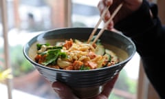 Salmon cashew noodle bowl.