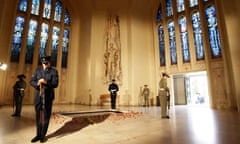 Servicemen stand guard around the tomb of the unknown soldier in Canberra on Anzac Day in 2009.