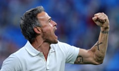 BESTPIX - Switzerland v Spain - UEFA Euro 2020: Quarter-final<br>*** BESTPIX *** SAINT PETERSBURG, RUSSIA - JULY 02: Luis Enrique, Head Coach of Spain celebrates after victory in the UEFA Euro 2020 Championship Quarter-final match between Switzerland and Spain at Saint Petersburg Stadium on July 02, 2021 in Saint Petersburg, Russia. (Photo by Joosep Martinson - UEFA/UEFA via Getty Images)