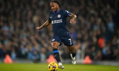 Chelsea's Raheem Sterling in action at Manchester City