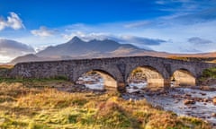 The old bridge at Sligachan and the Cuillins, Isle of Skye, Inner Hebrides, Highland, Scotland, UK<br>PGBNYX The old bridge at Sligachan and the Cuillins, Isle of Skye, Inner Hebrides, Highland, Scotland, UK