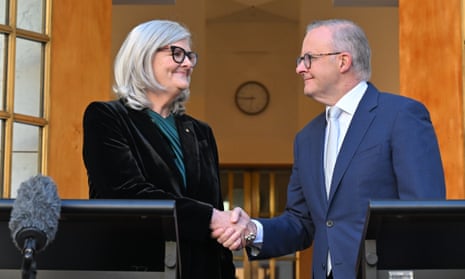 Sam Mostyn and Anthony Albanese