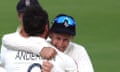 Jimmy Anderson celebrates his dismissal of Azhar Ali with the captain Joe Root.