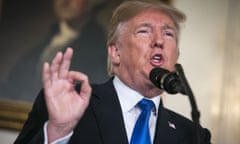 Donald Trump makes a statement on Iran Nuclear strategy, Washignton DC, USA - 13 Oct 2017<br>Mandatory Credit: Photo by REX/Shutterstock (9136113t) United States President Donald Trump delivers a statement on the Iran strategy, in the Diplomatic Reception room at the White House in Washington, D.C. Donald Trump makes a statement on Iran Nuclear strategy, Washignton DC, USA - 13 Oct 2017