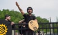 A neo-Nazi demonstrates in Pikeville, Kentucky in April.