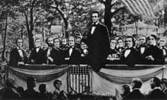 The Lincoln-Douglas debate in Charleston, Illinois, in September 1858.