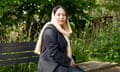 Zahra Joya poses for portrait on a bench in Elthorne Park, London.