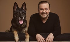 Ricky Gervais with Anti, the dog who plays Brandy in his sitcom After Life.