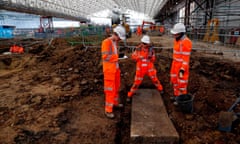 Field archaelogists work on the excavation of the cemetery under St James’ Gardens