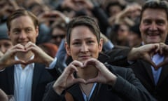 Christy Hackney-Westmore attends a rally in Melbourne to lobby for marriage equality and for a free vote on the issue in the federal parliament.