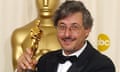 HOLLYWOOD, :  Andrew Lesnie holds his Oscar after winning the award for achievement in Cinematography for the movie "The Lord of the Rings: The Fellowship of the Ring" 24 March, 2002 at the 74th Academy Awards at the Kodak Theatre in Hollywood, CA.  AFP PHOTO/Mike NELSON (Photo credit should read MIKE NELSON/AFP/Getty Images)