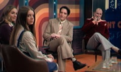 Laura Gordon, Ingrid Torelli, David Dastmalchian and Ian Bliss in Late Night With the Devil.