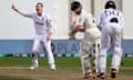 Harry Brook celebrates as New Zealand’s Kane Williamson is caught by Ben Foakes during day four of the second Test at Wellington’s Basin Reserve