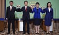 The candidates to lead the Liberal Democratic party (from left): Taro Kono, Fumio Kishida, Sanae Takaichi and Seiko Noda.