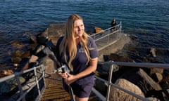 Jacinta Shackleton at the diving ramp at The Spit on the Gold Coast.