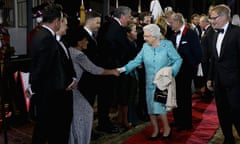 Queen Elizabeth II greets Dame Shirley Bassey