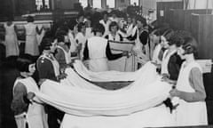 Young women at work in a commercial laundry, c1930.