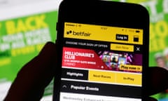 Phone showing Betfair app