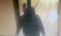 Footage shows a man wearing a mask and a hoodie and carrying a sling bag walking out of the victims’ room a few hours before their bodies were discovered