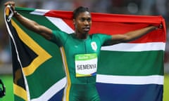 First placed Caster Semenya (RSA) of South Africa celebrates.