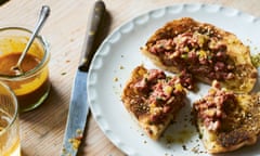 Lamb tartare with pickled cucumbers and amba