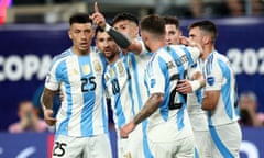 Argentina celebrate Lionel Messi’s goal against Canada in the Copa América semi-final