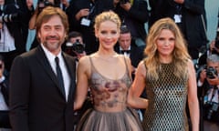 Javier Bardem, Jennifer Lawrence and Michelle Pfeiffer at the premiere of mother