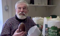 Gerry Adams shared a video in which he introduced the #Time4Unity Easter eggs