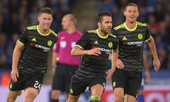 Gary Cahill, Cesc Fàbregas and Nemanja Matic of Chelsea