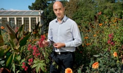 Alexandre Antonelli in a flowerbed at Kew